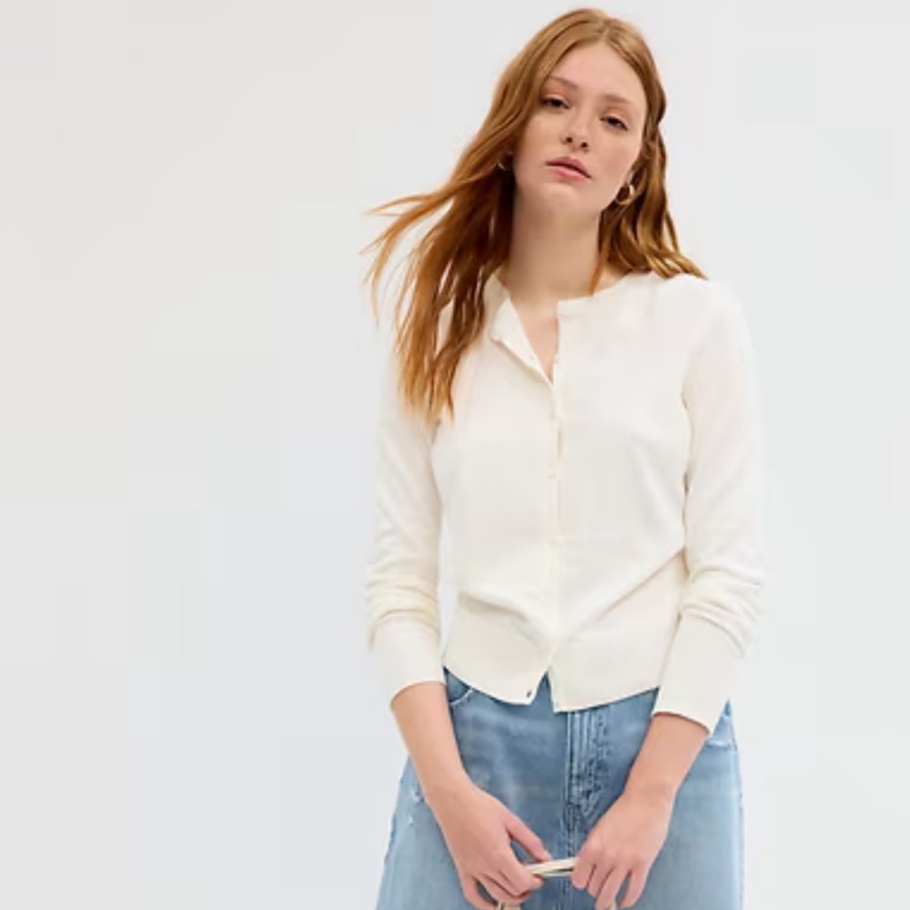 GAP Cream Button-Up Cardigan